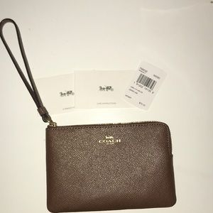 Coach brown leather wristlet